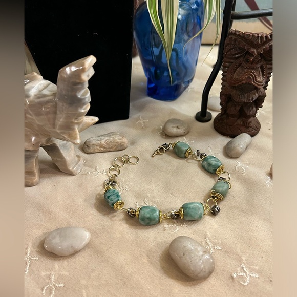🪨Amazonite bracelet with gold wire works - Picture 1 of 9